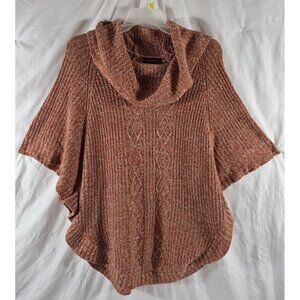 Anna Morgan Women's Red Poncho Style Cable Knit Turtleneck Sweater Size XL